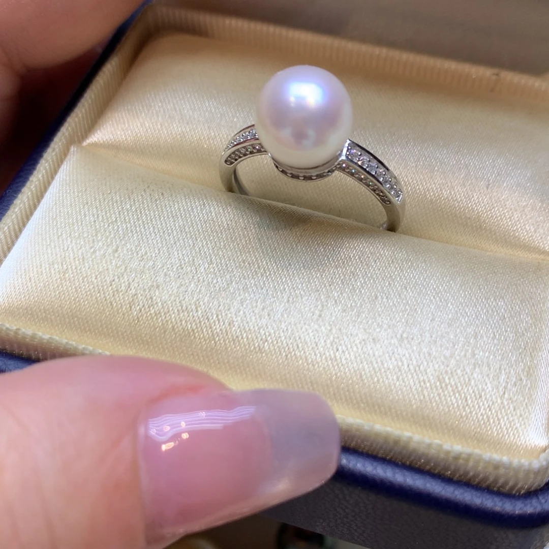 银S925镶嵌戒指海水珍珠