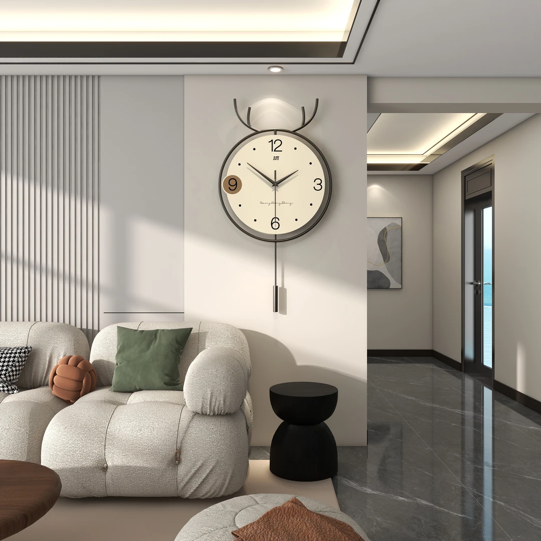 简约创意时钟网红家用装饰艺术钟表奶油风轻奢客厅大气静音挂墙