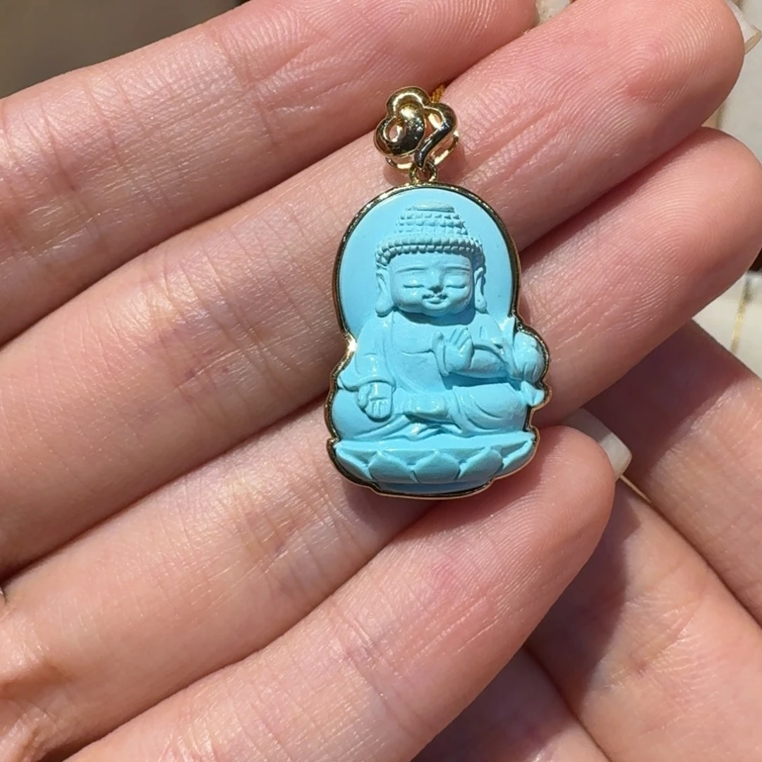 18K金镶嵌绿松石吊坠(不含链)