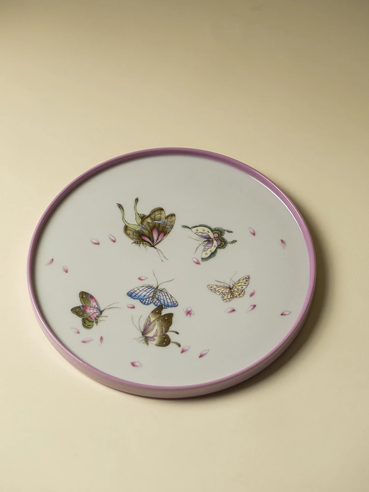 YTJ00290 浮繁-新彩蝴蝶斗舞壶承