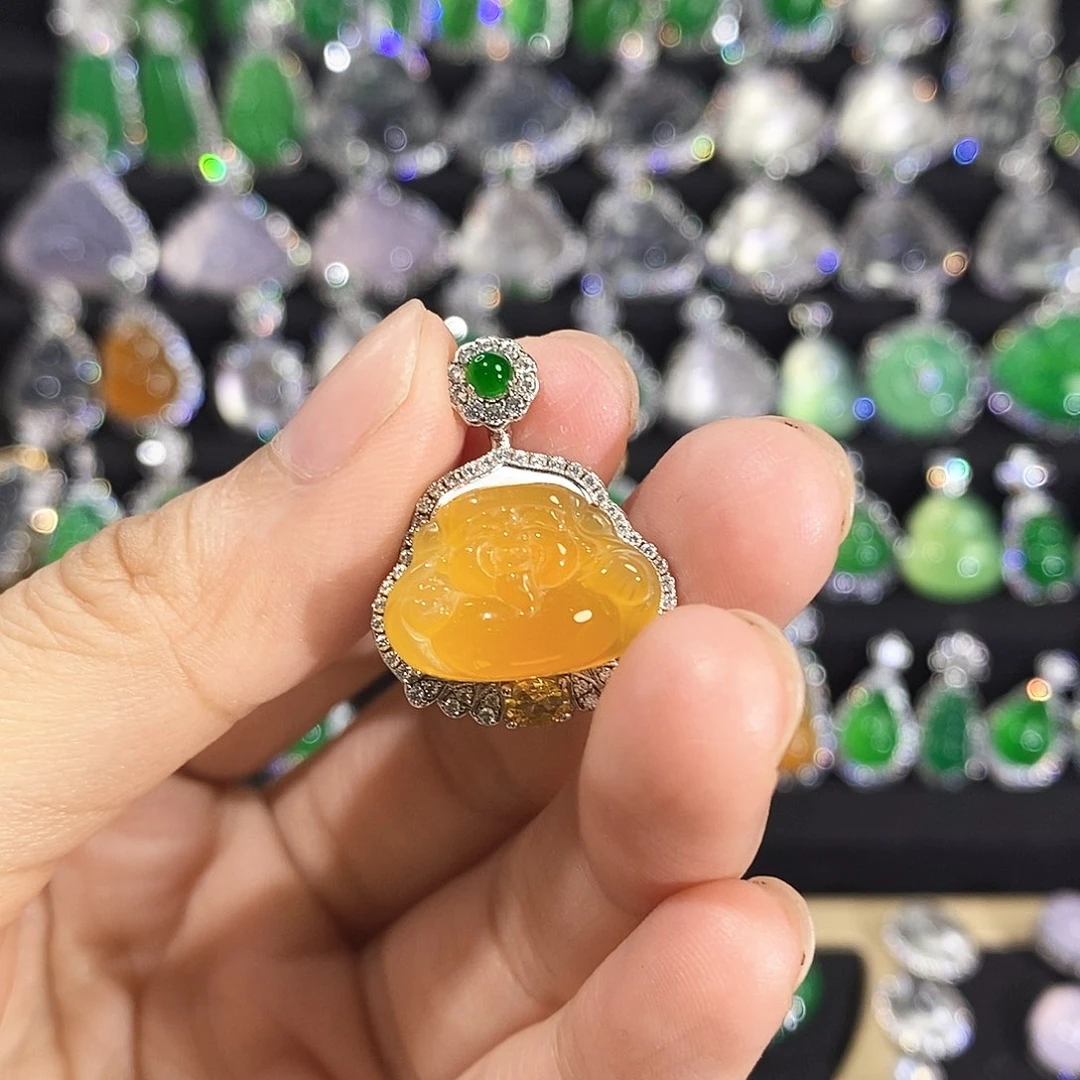 老***椒玛瑙/玉髓颈饰银S925镶嵌