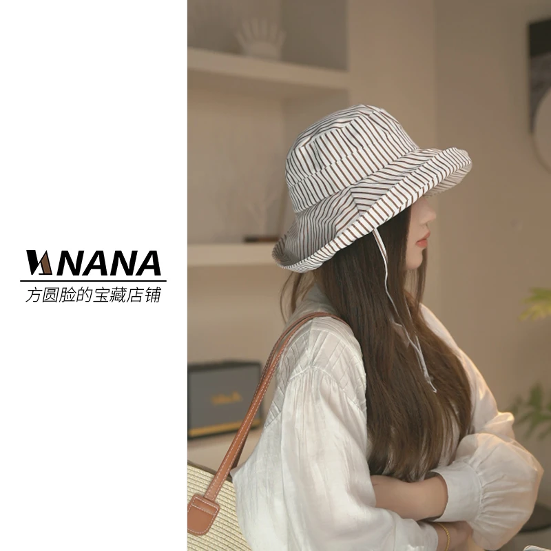 原创设计 防紫外线出游条纹夏渔夫帽夏季百搭时尚小众