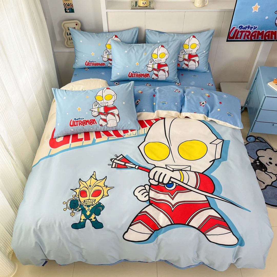 男孩奥特曼纯棉四件套儿童全棉超人被套床单卡通单人床上用三件套