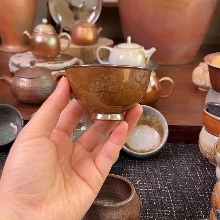 浮雕荷叶主人杯茶杯