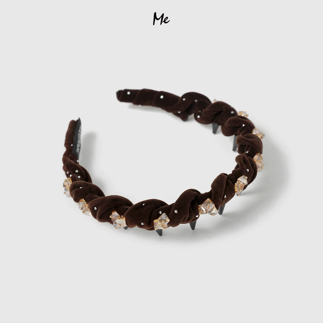 ME【丝绒满天星发箍】手缝珠钻缠绕丝绒千金感百搭时尚发箍MESA3657