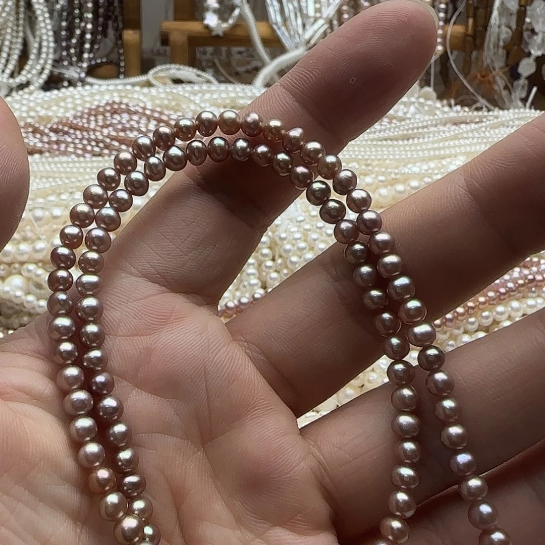 真***1未镶嵌淡水珍珠半成品卡4.5mm紫色无核（拍2发1）