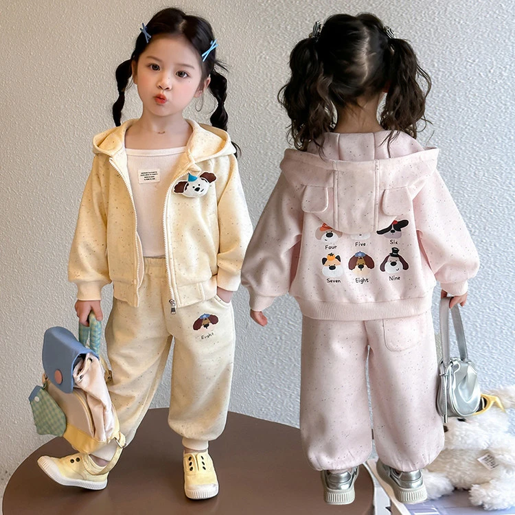 女童套装春秋款2025新款洋气女宝宝春季连帽衣服儿童春装网红