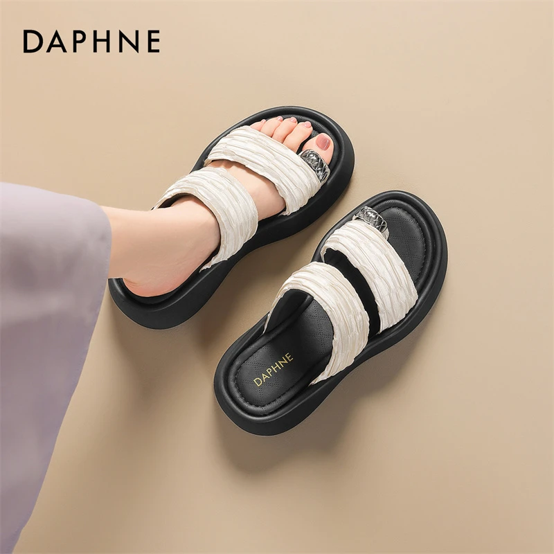 Daphne/达芙妮厚底凉拖鞋女夏季2025年新款外穿时尚百搭套趾拖鞋