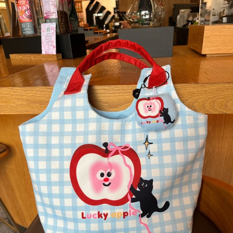 帆小包羞羞苹果小猫单肩包休闲通勤托特包大容量上课包拉