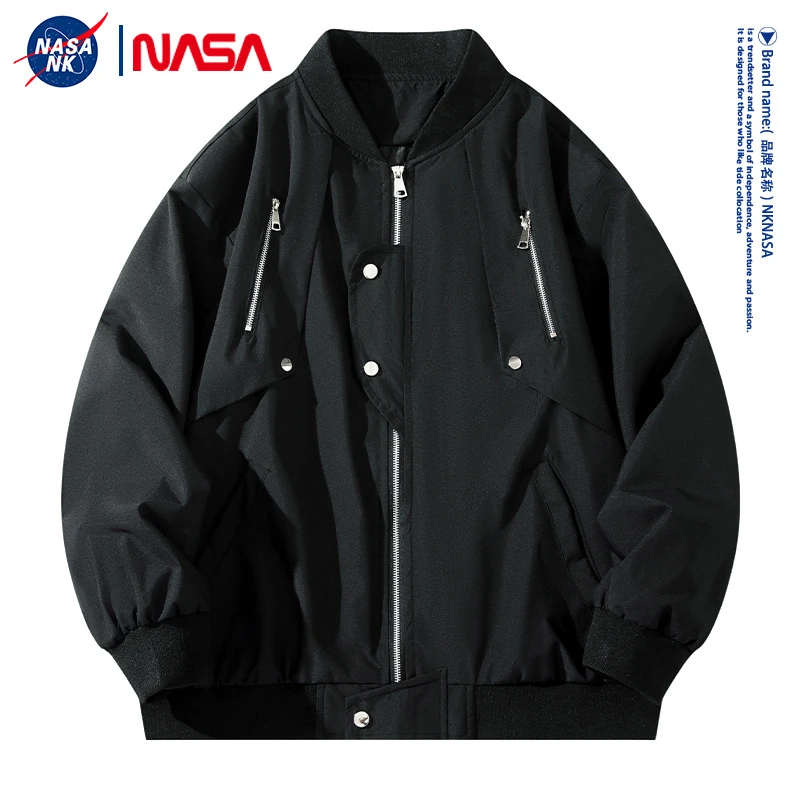 NASA联名立领宽松飞行夹克男秋季设计感休闲百搭冲锋美式上衣茄克