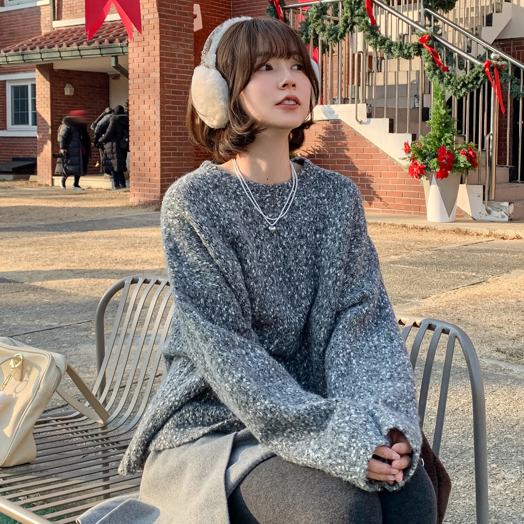 【豆豆花纱】FS411S105花灰色毛衣