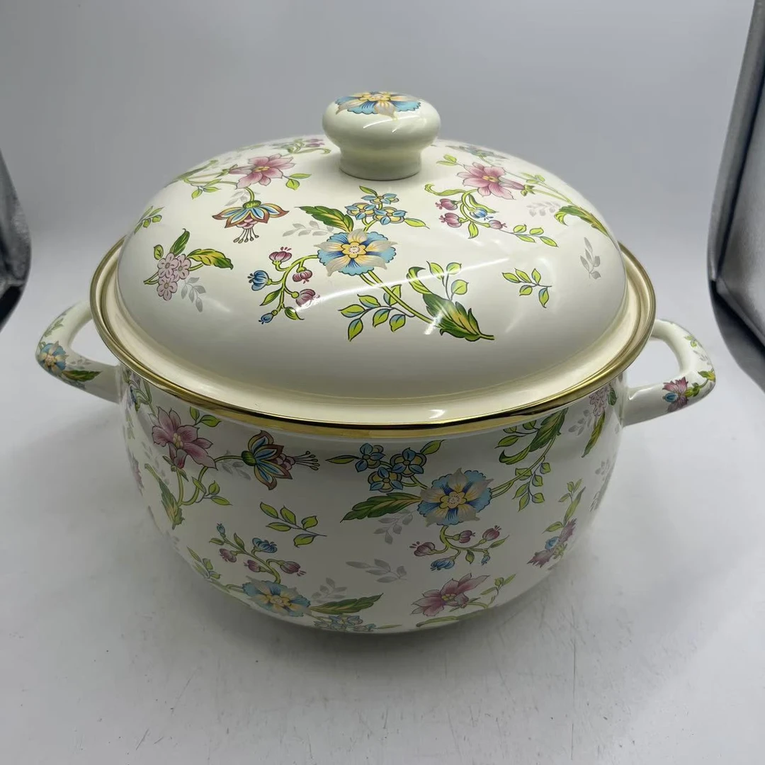 26cm【芳香空心环】珐琅搪瓷汤锅搪瓷盖炖锅商超