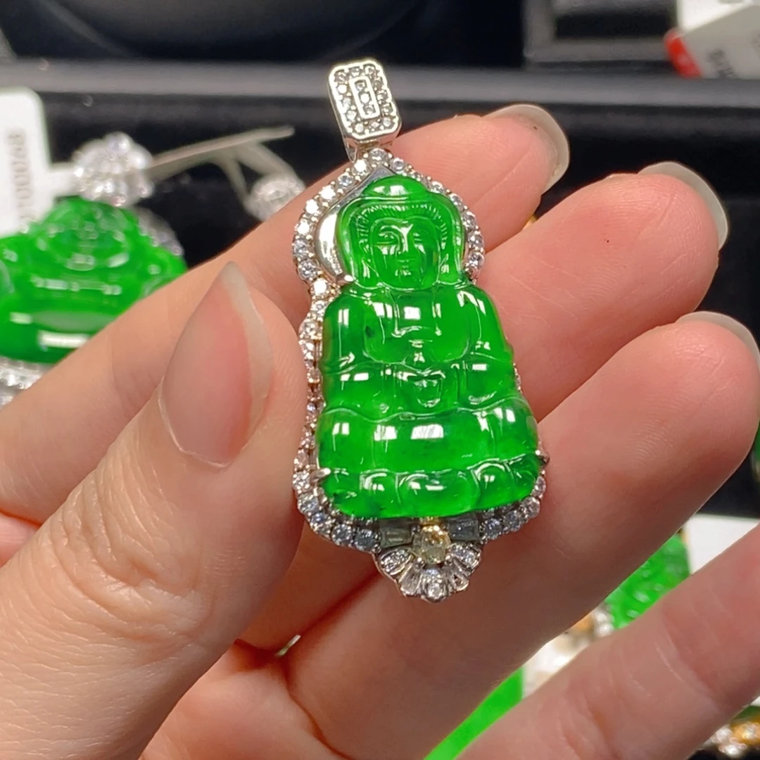 翡翠银S925镶嵌吊坠(不含链)