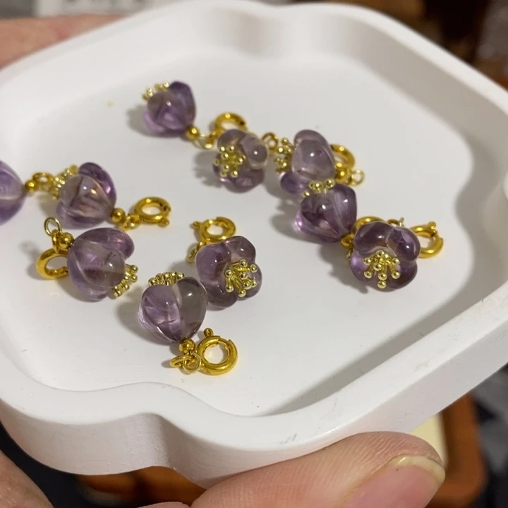 紫水晶桂花提溜合金水晶