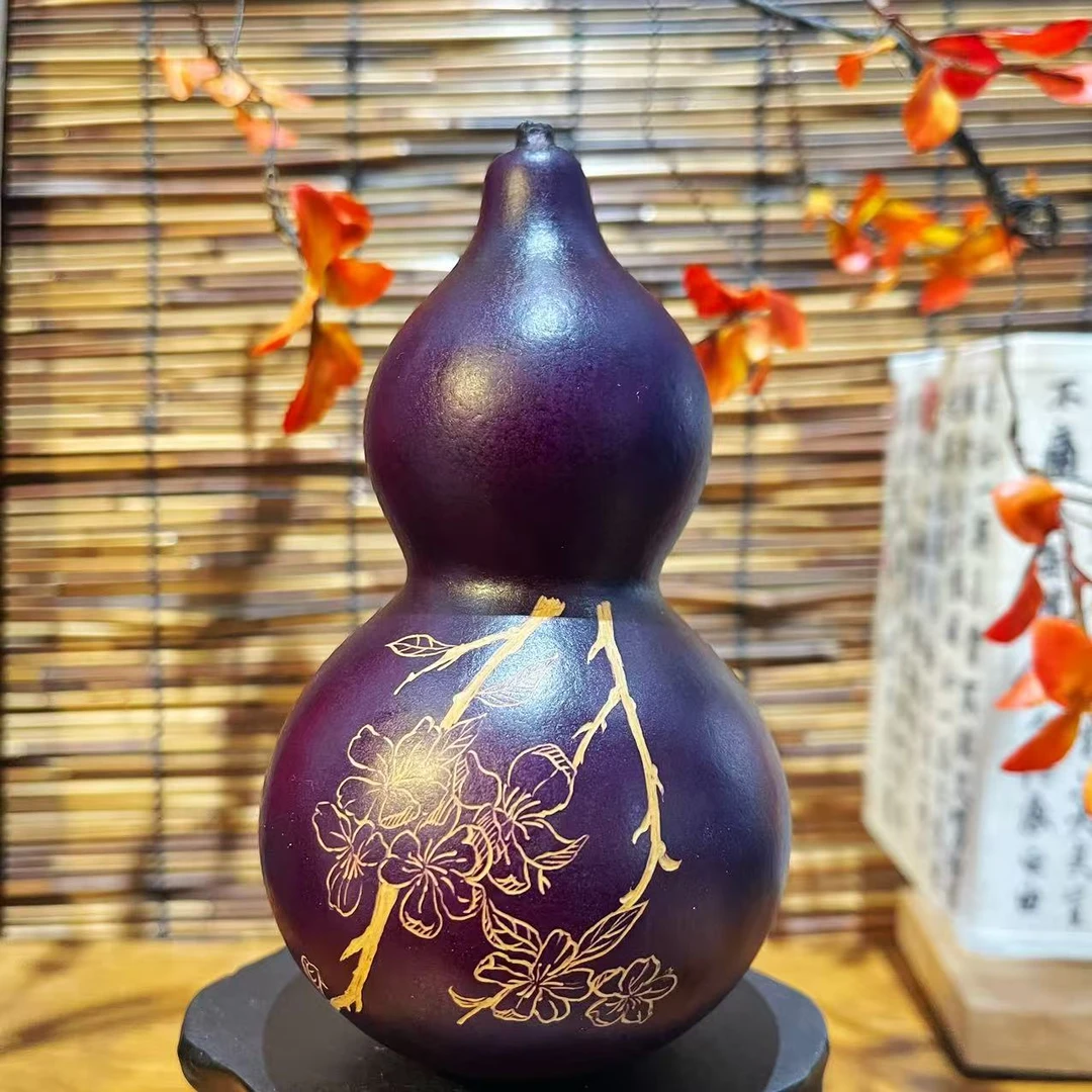 非遗大漆手工雕刻天然葫芦文玩福禄摆件天然葫芦