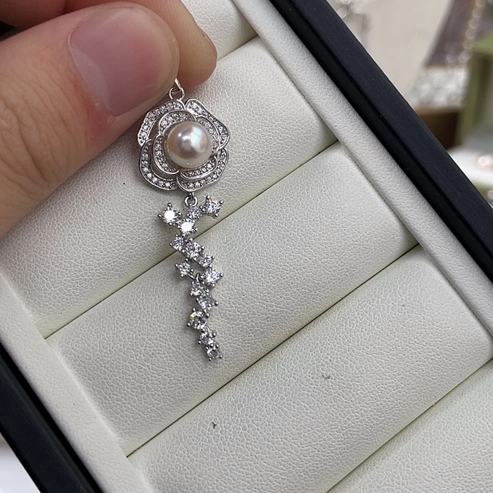 吊坠(不含链)银S925镶嵌海水珍珠