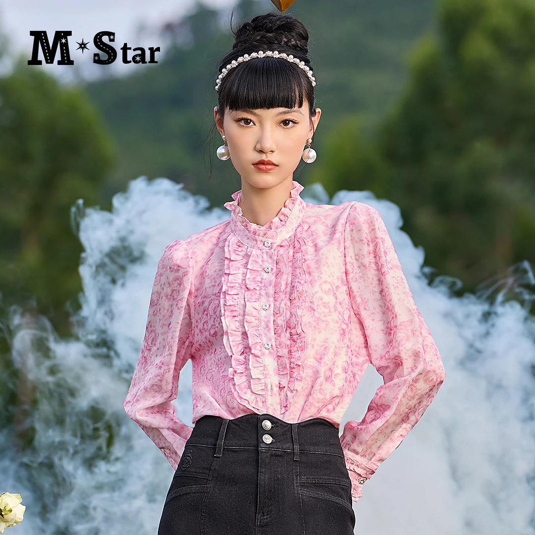 【小杨总专属】M-Star法式浪漫气质木耳领长袖衬衫 SFES111609