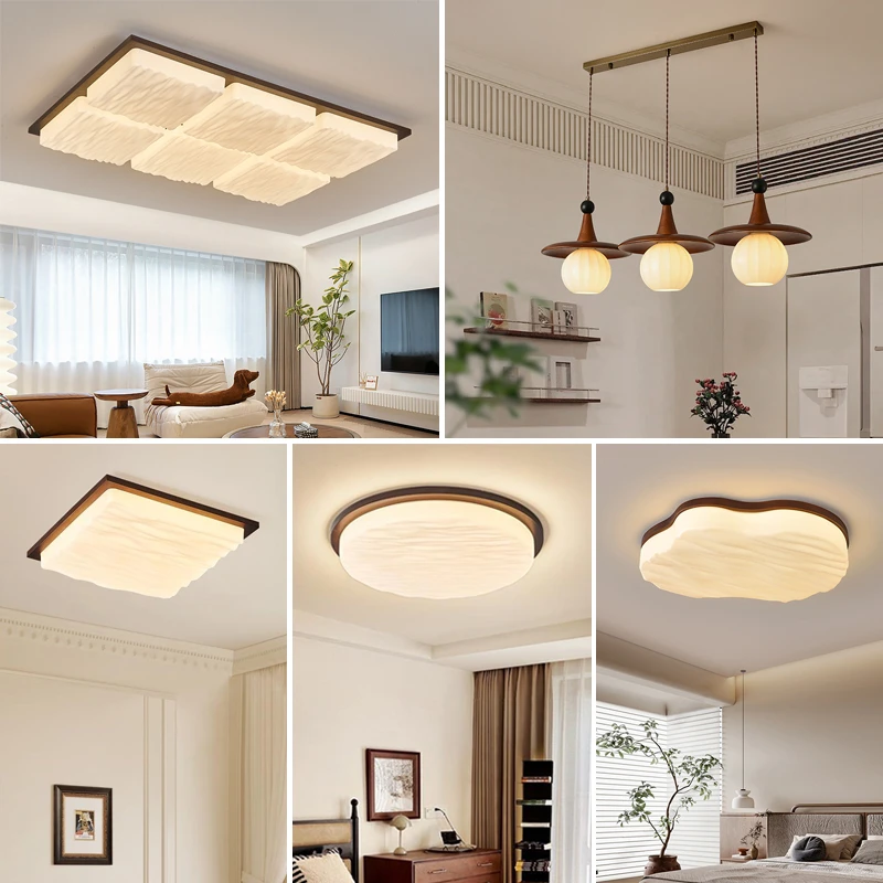 法式中古风客厅灯日式奶油复古大厅主灯简约全光谱全屋灯具套餐