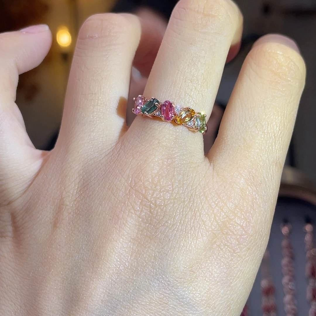 碧玺戒指银S925镶嵌