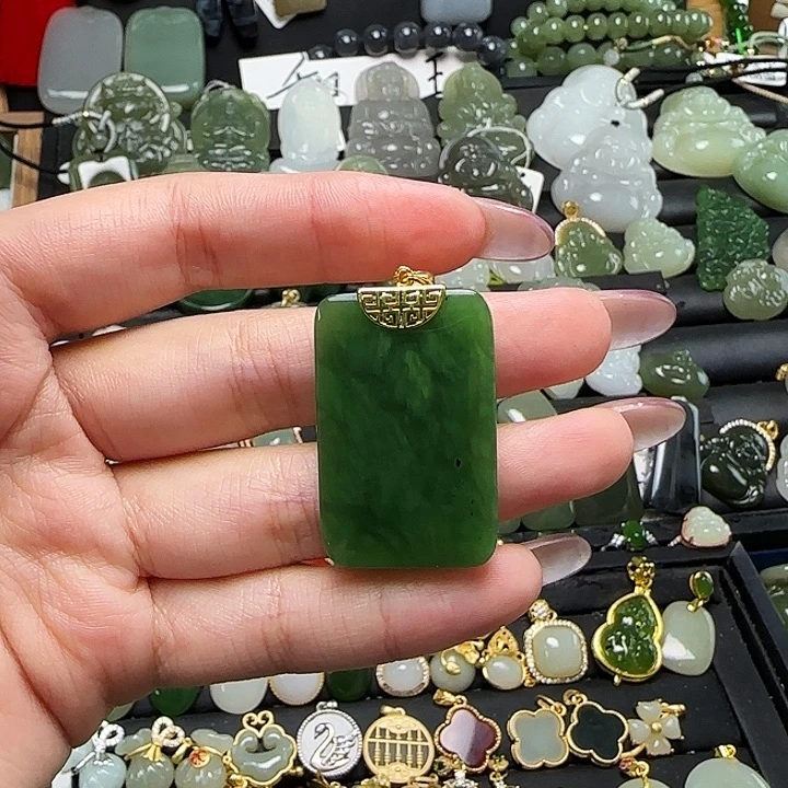 和田玉银S925镶嵌吊坠(赠链)