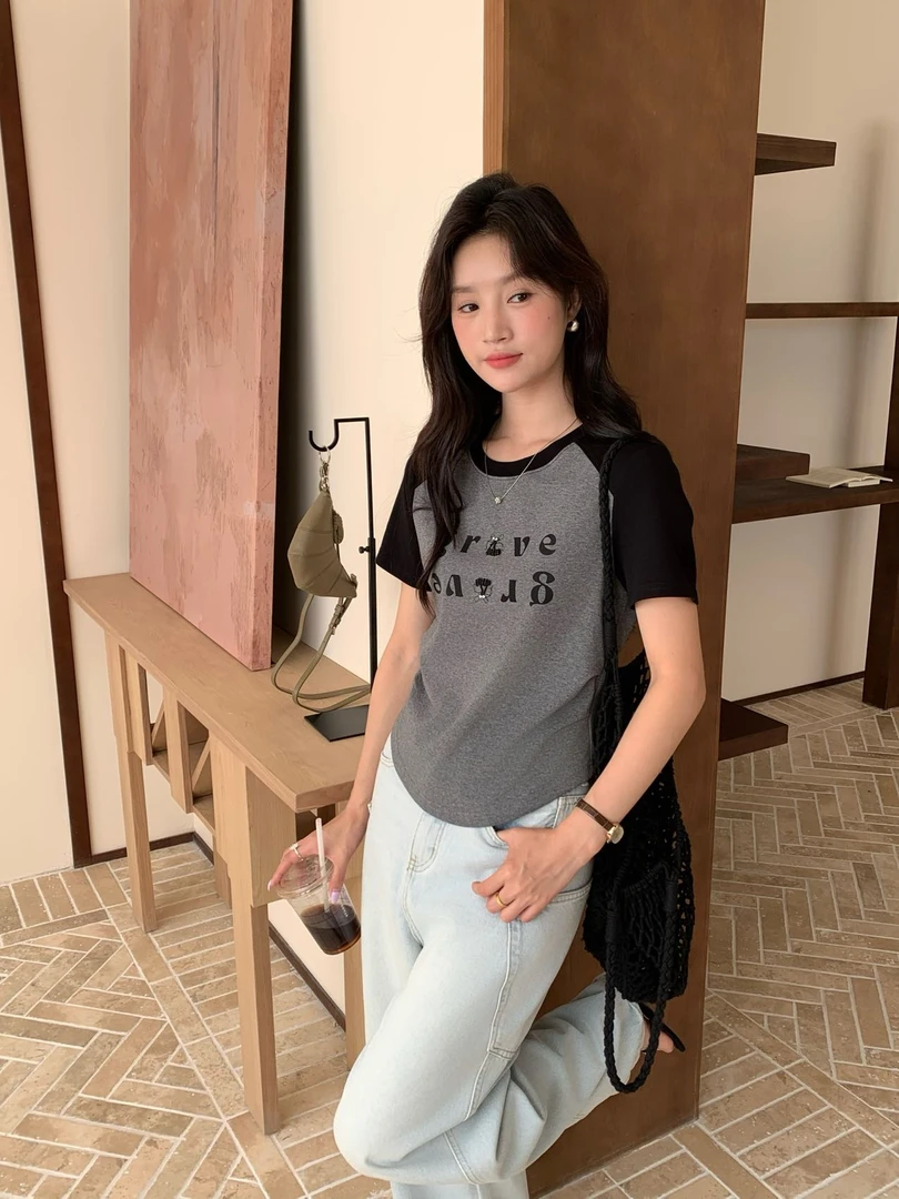 《鞋爱》6627伊歌莉拼色字母短袖女士百搭夏季新款