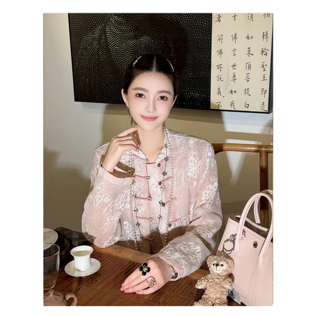 23-【品宣】宝儿家含幂BA121425103XQ国风重工刺绣百搭显瘦亚麻上衣