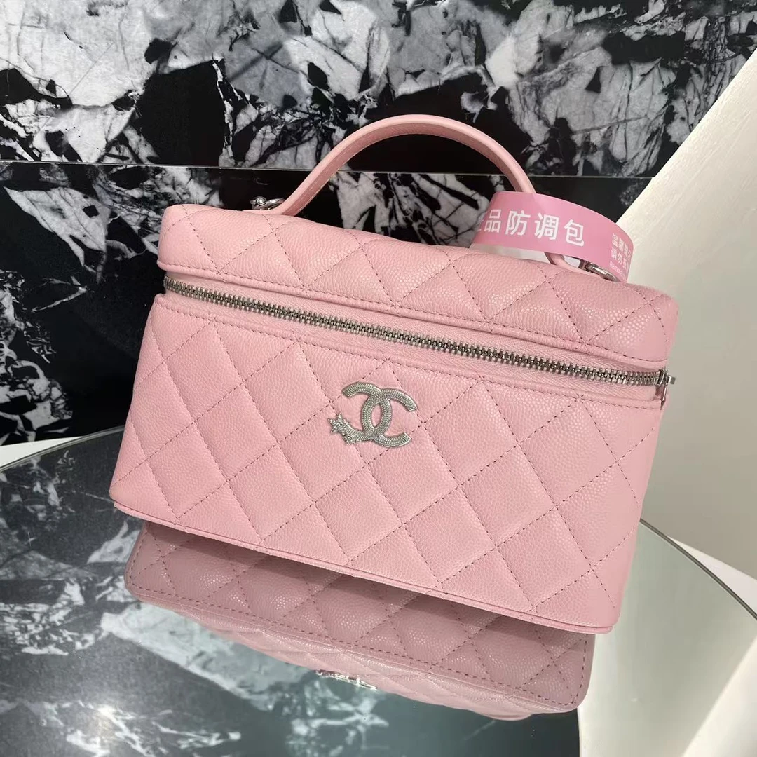 未使用 Chanel/香奈儿 25B粉色银扣星星标LP饭盒 斜挎包