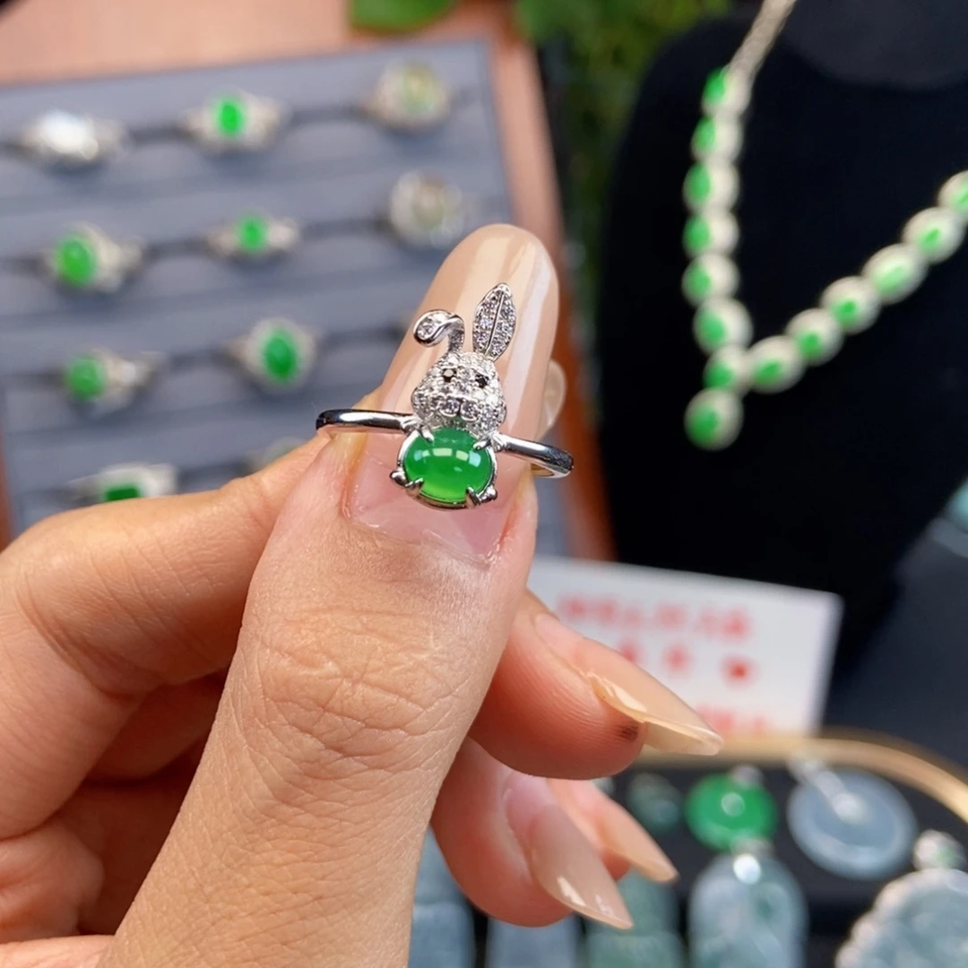 翡翠戒指银S925镶嵌