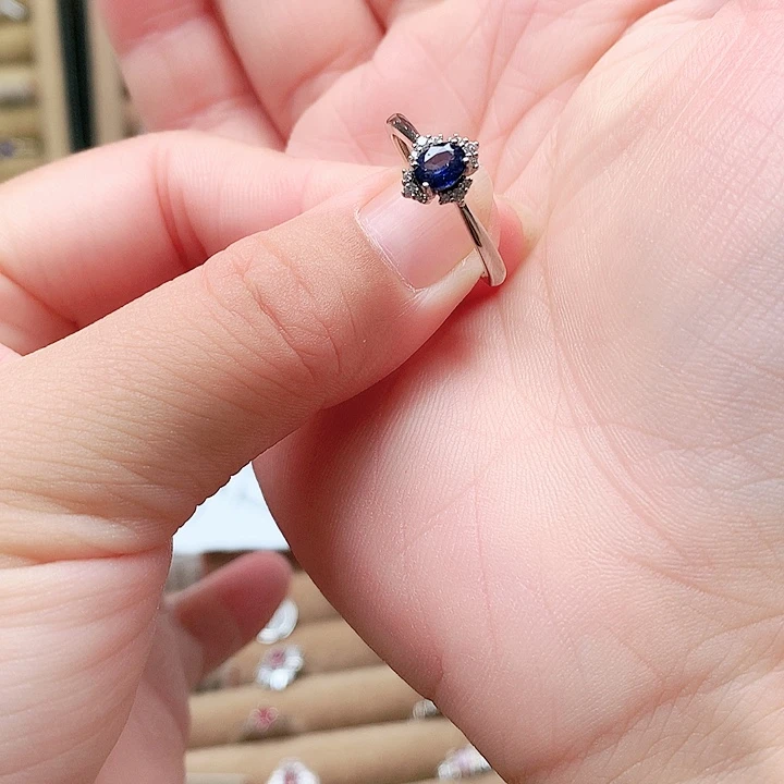 戒指蓝宝石银S925镶嵌