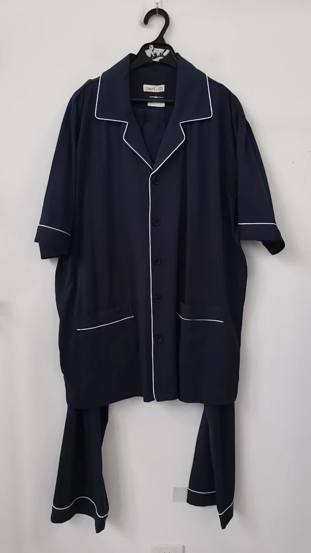【家居服】A216-9221145 男士小翻领包边短袖长裤开衫凉感家居服