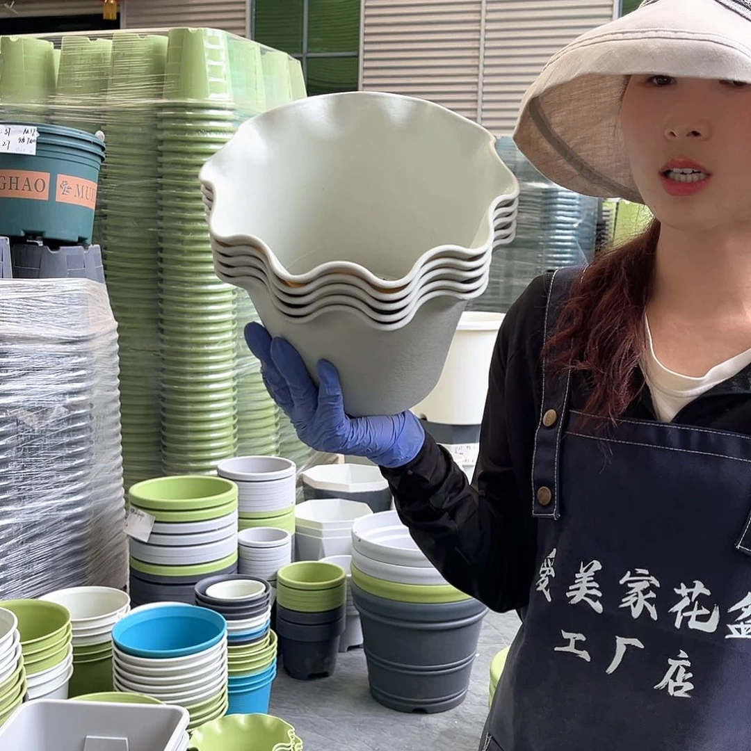 荷叶盆3#米白色5个含托