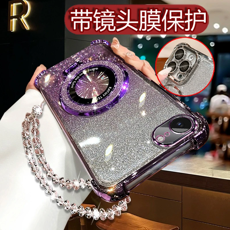 适用苹果16e手机壳网红高级创意四角气囊防摔A3410硅胶闪粉创意壳