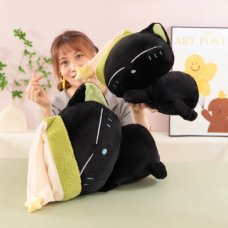 晚安罗小黑猫咪公仔毛绒玩具公仔起司绒玩偶儿童儿童生日礼物抱枕