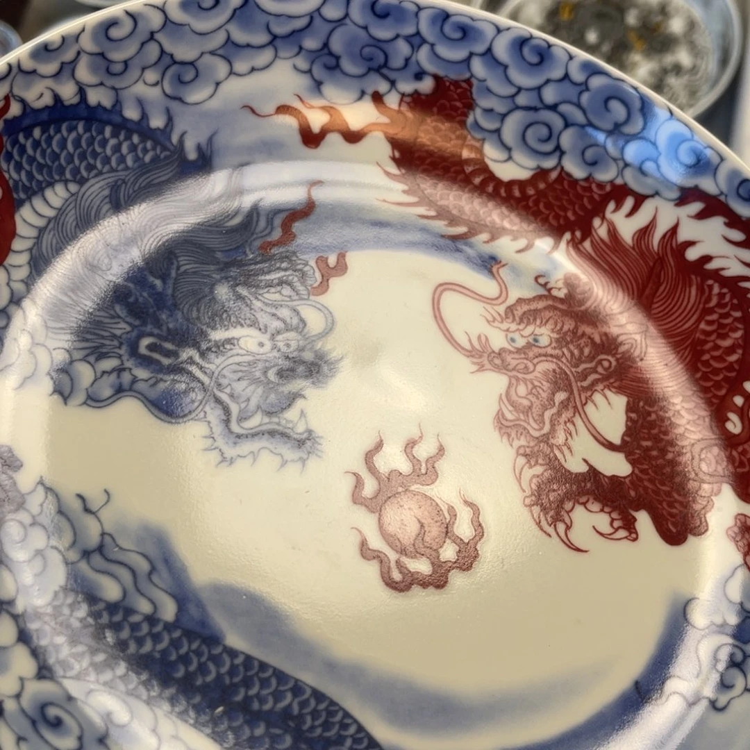 瓷片景德镇双龙戏珠大壶承新款