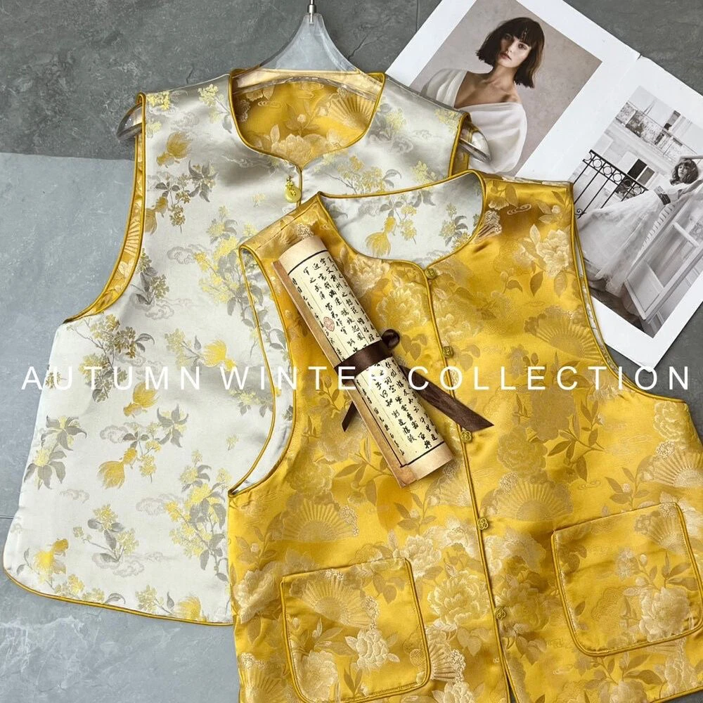 春上新【大喜】新中式提花双面马甲  242823#  RW