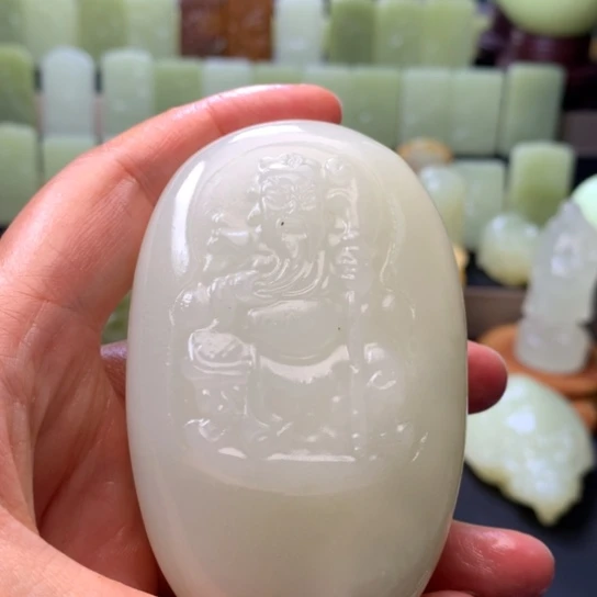 石材方解石手把件