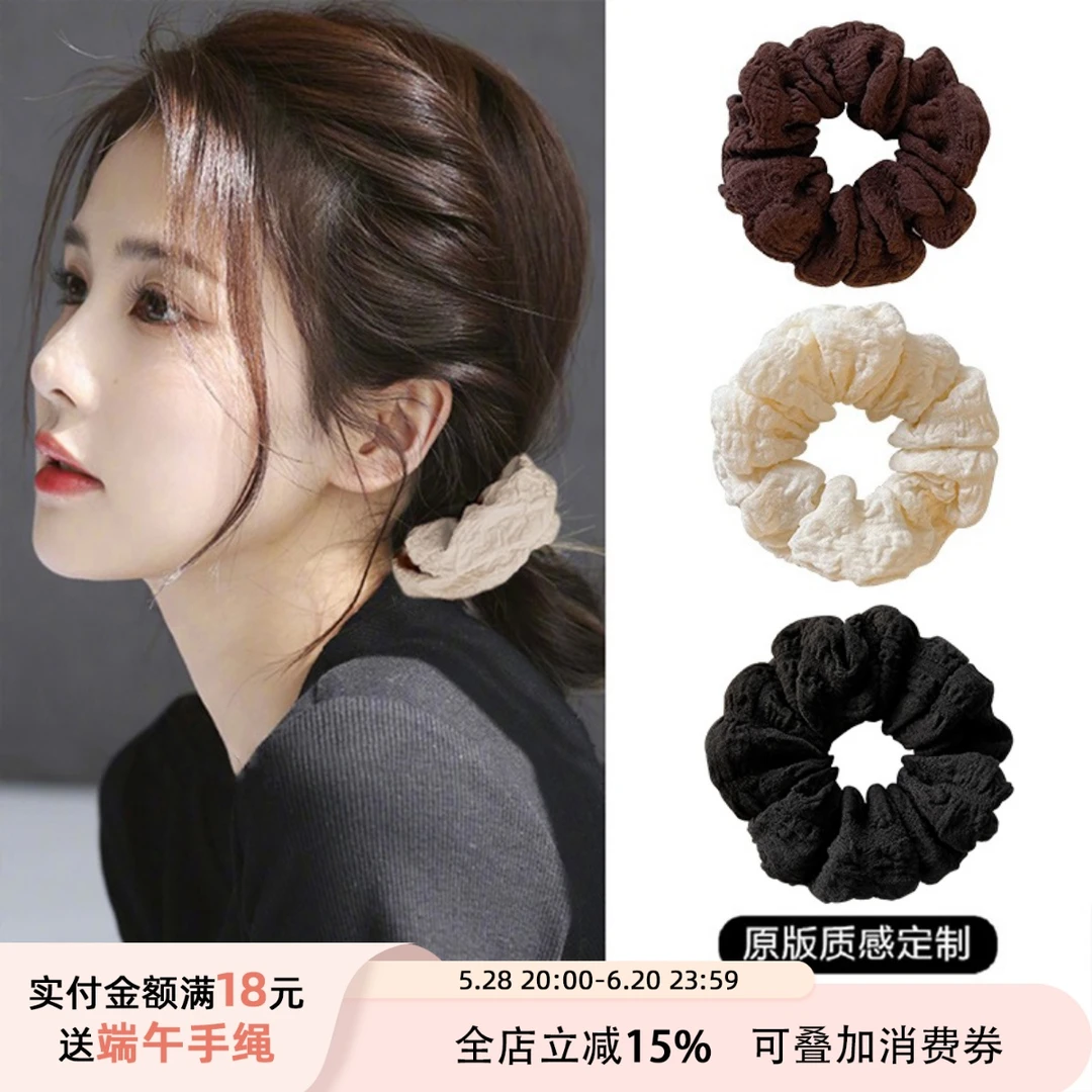 简约缎面大肠发圈女丸子头扎发头绳夏季高弹力皮筋气质发绳头饰品