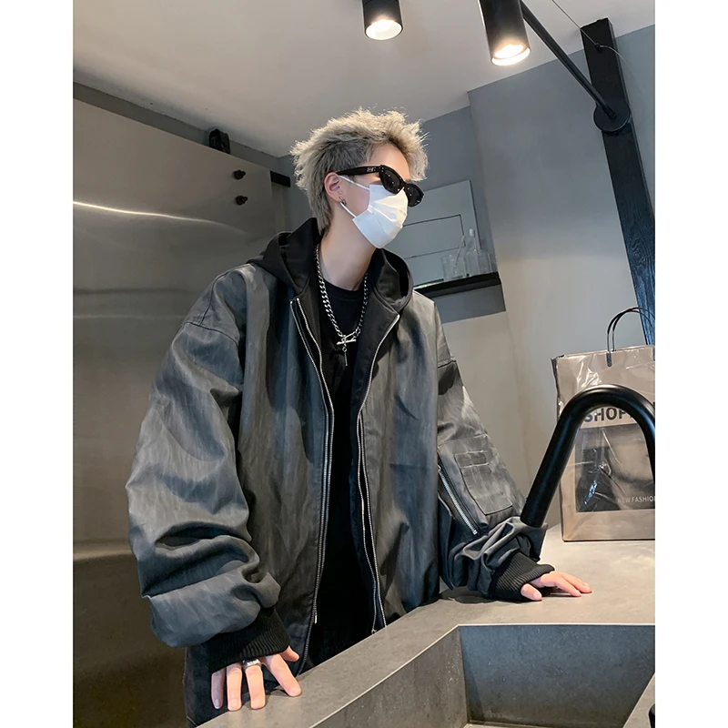 扎染假两件外套男秋季2025新款百搭春秋美式复古高街潮牌工装夹克