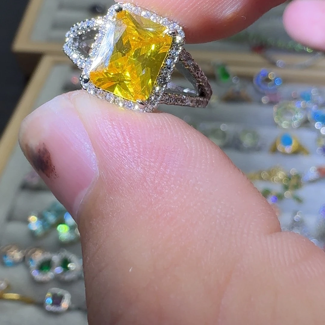 托帕石戒指银S925镶嵌