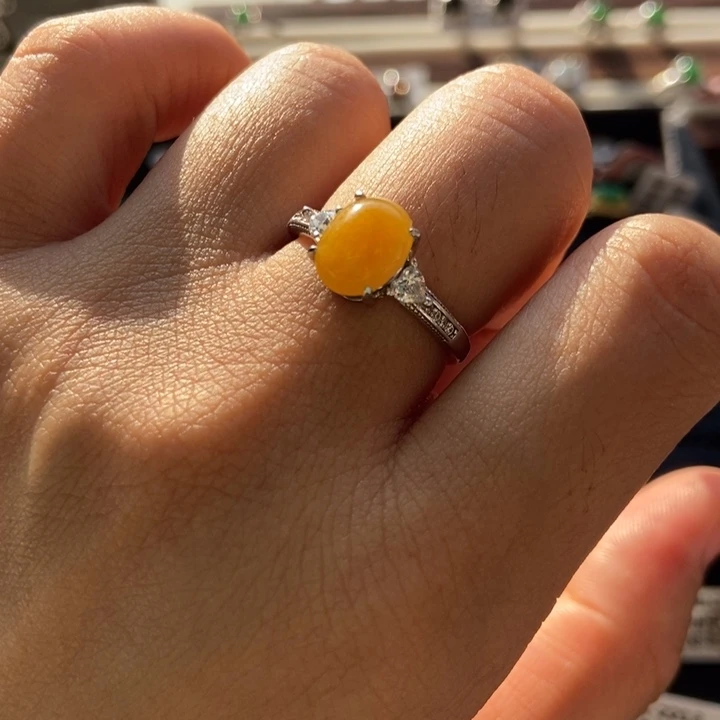 翡翠戒指银S925镶嵌戒指