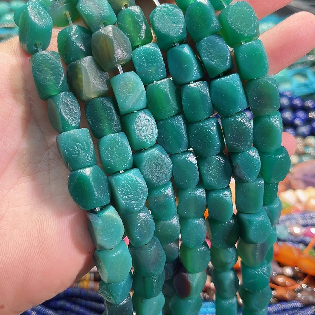 玛瑙/玉髓合金珠宝半成品橘皮玛瑙大孔珠一条12x14mm