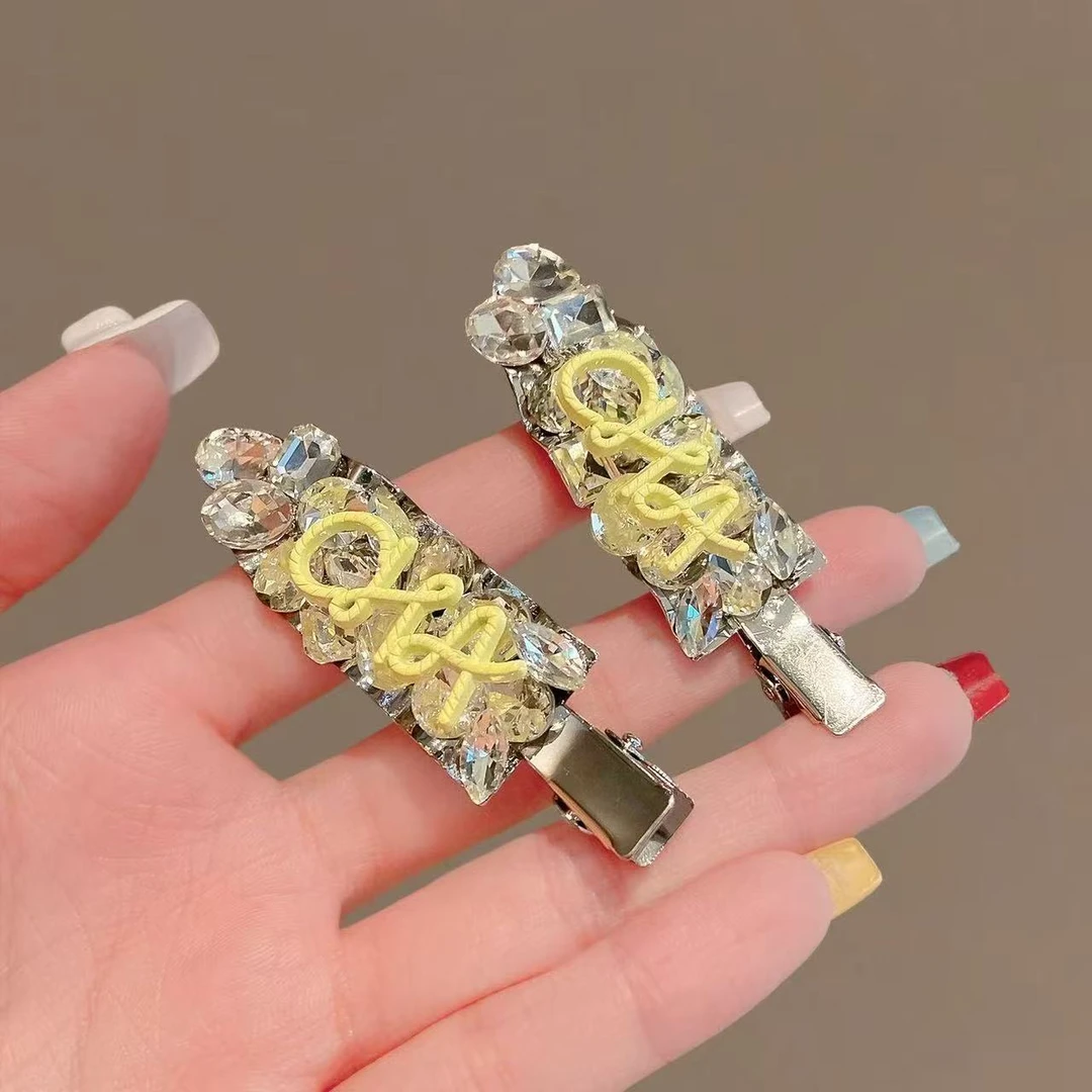 YH水晶系列晶钻字母夹超闪刘海夹满钻锆石碎发边夹百搭高级感发夹