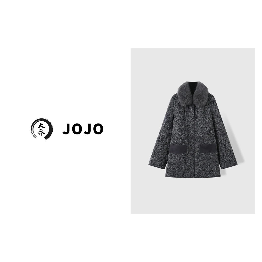 『大乔JoJo』【羊绒鹅绒】复古菱格绗缝拼接款高级保暖显瘦羽绒服