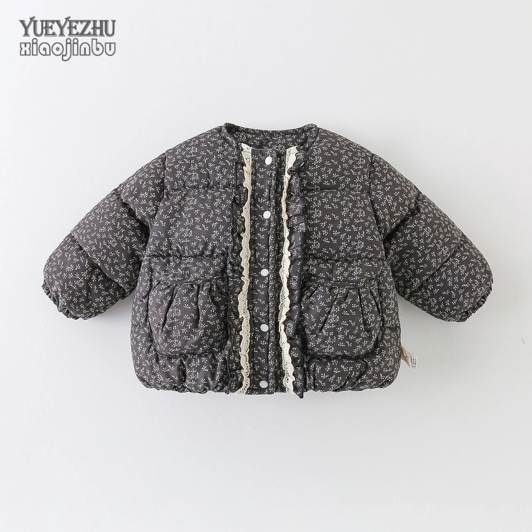 女宝宝碎花棉服秋冬加棉加厚婴幼儿冬装韩版洋气短款棉袄小童上衣