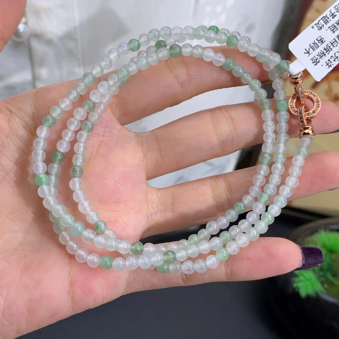 翡翠未镶嵌手串卡3.9冰胶马卡龙项链