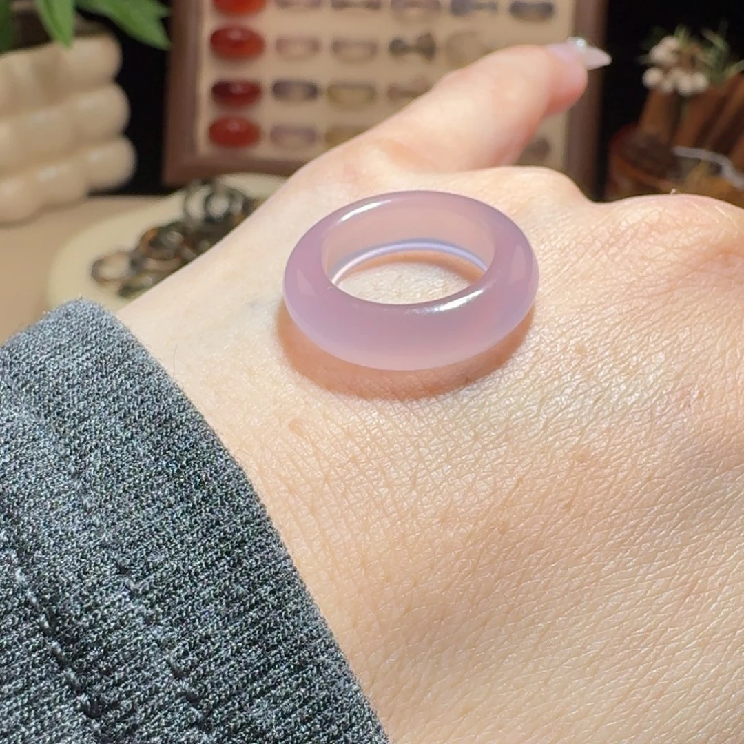 玛瑙/玉髓未镶嵌戒圈4号。港8 紫色