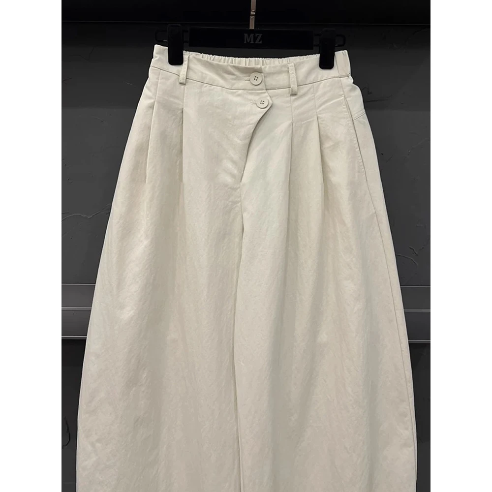 高级感百搭弯刀休闲裤女大码秋季新款高腰宽松显瘦直筒阔腿气球裤