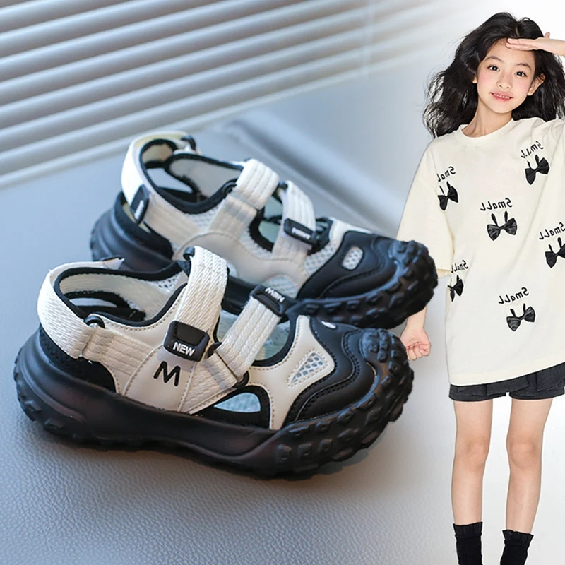 ABCyeef运动凉鞋2025夏季新款镂空透气休闲轻便包头凉鞋中大童潮