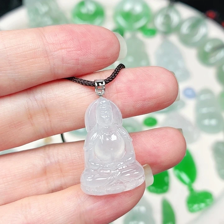 翡翠18K金镶嵌颈饰缅甸天然A货翡翠