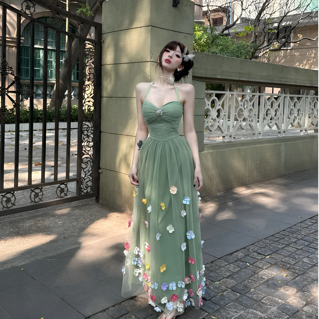 【小洋家原创】「春日宴」法式绝美网纱吊带度假长裙- LXYYN50568
